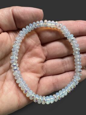 Ethiopian Opal Style Menopause Stretch Bracelet Iridescent Beaded